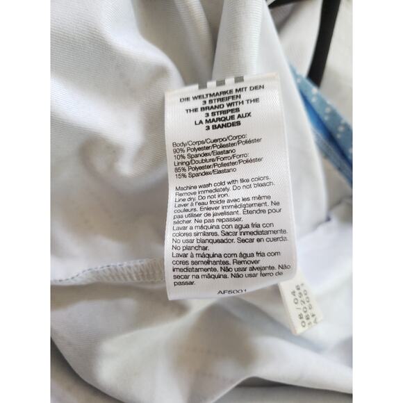 Adidas Racerback Cropped Athletic Tank Blue White Striped Medium - Picture 9 of 10